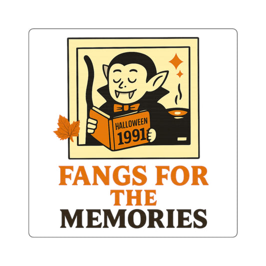 Vintage Halloween Square Stickers, Fangs for the Memories, Halloween Decor, Spooky Gift, Fall Vibes, Halloween Party Favors