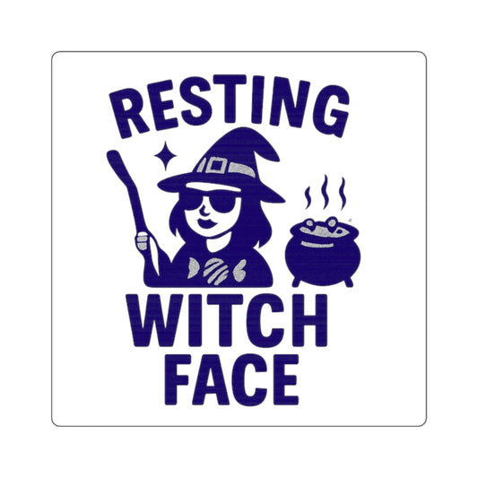 Resting Witch Face Square Stickers | Fun Halloween Decor
