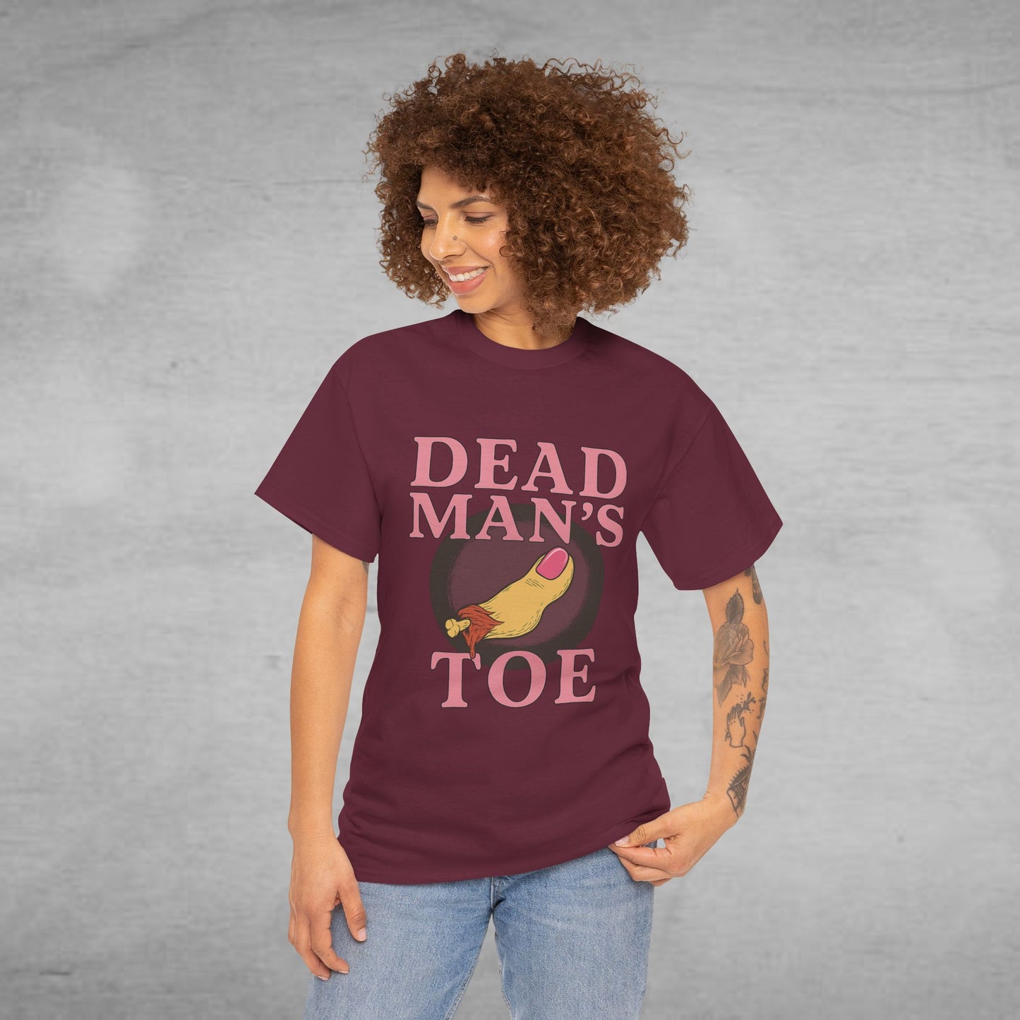 Pink Dead Man's Toe Heavy Cotton Tee, Funny Graphic Shirt, Halloween Costume Party Tee, Unique Gift Idea, Casual Wear, Hocus Pocus