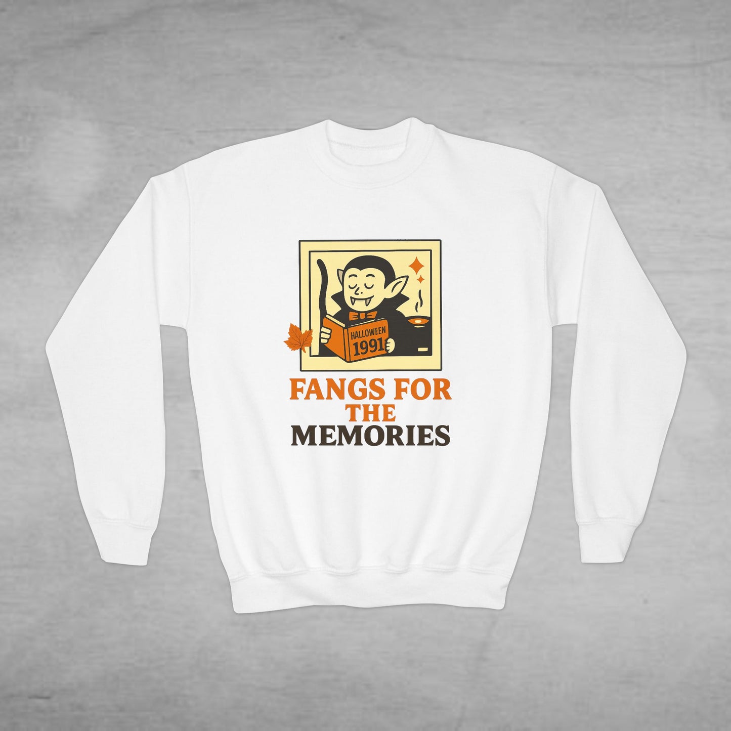 Kids Halloween Sweatshirt, Fangs for the Memories