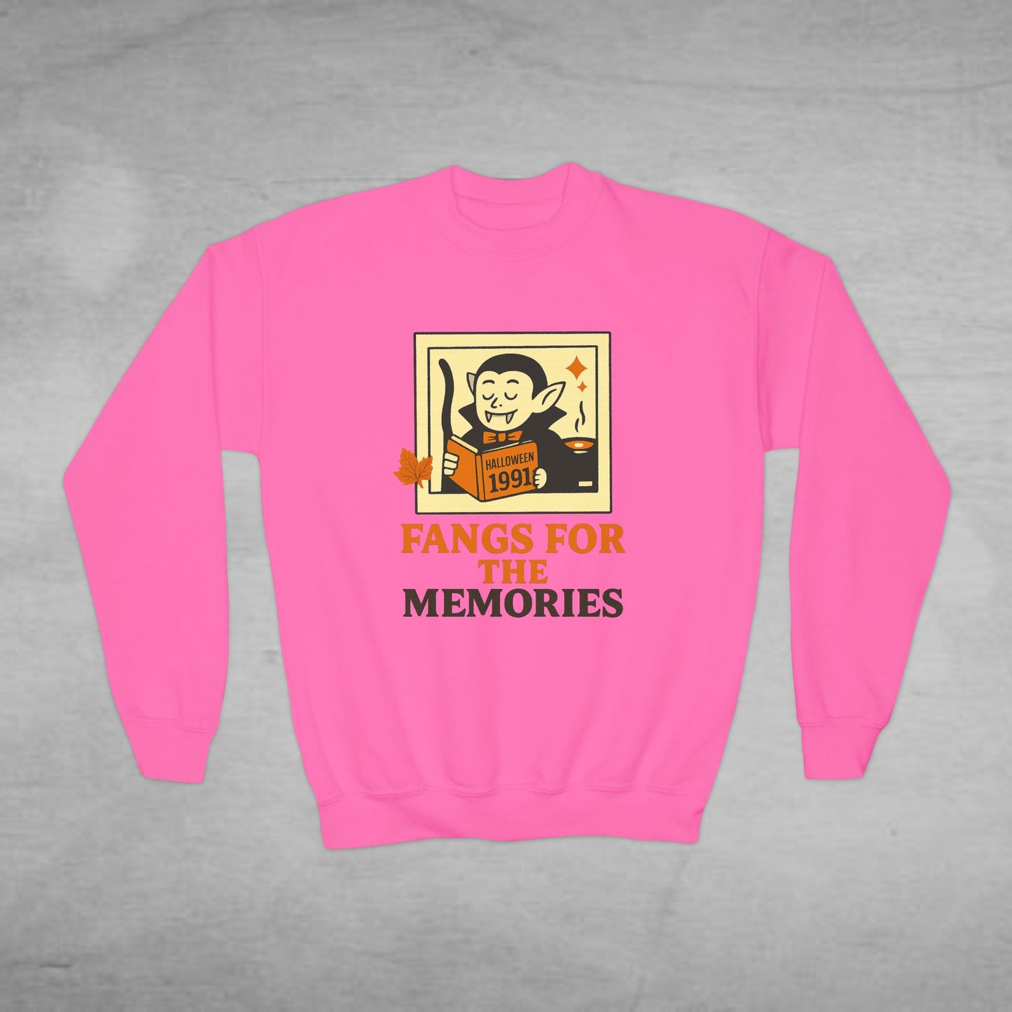 Kids Halloween Sweatshirt, Fangs for the Memories