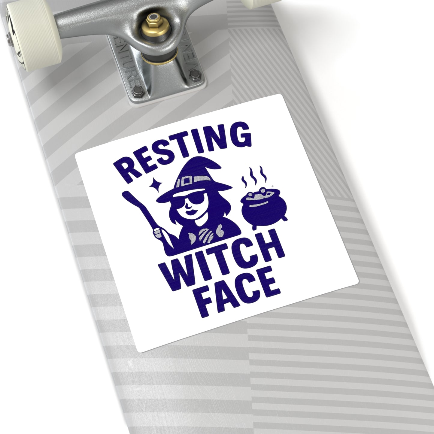 Resting Witch Face Square Stickers | Fun Halloween Decor