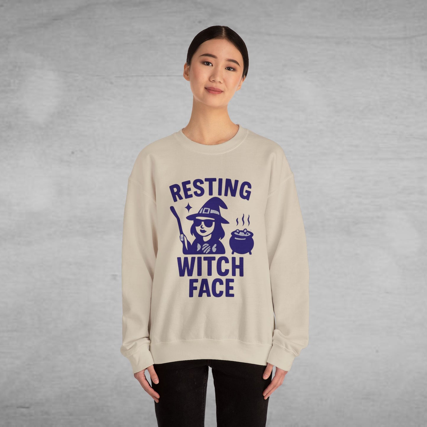Resting Witch Face Crewneck Sweatshirt | Halloween Sweatshirt