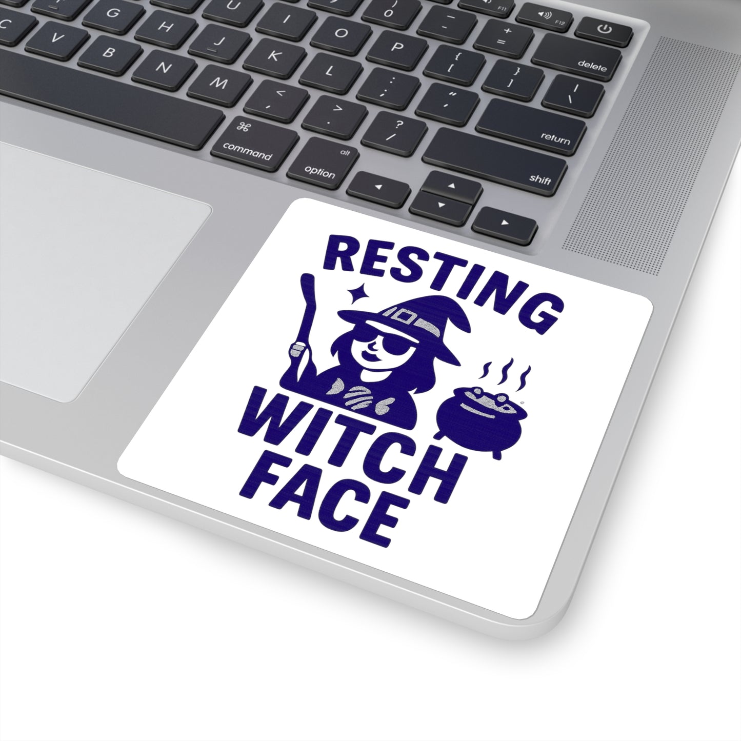 Resting Witch Face Square Stickers | Fun Halloween Decor