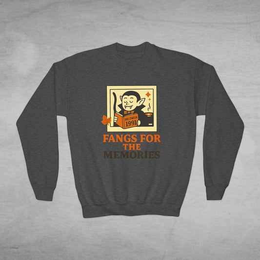 Kids Halloween Sweatshirt, Fangs for the Memories