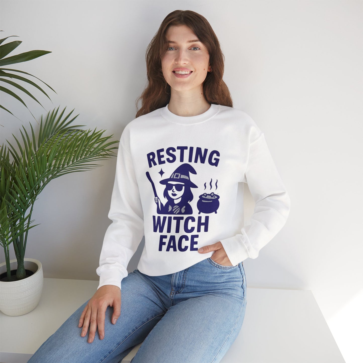 Resting Witch Face Crewneck Sweatshirt | Halloween Sweatshirt